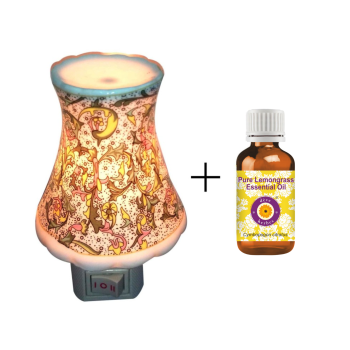 Plugin Ceramic Aroma Diffuser with Pure Lemongrass Essential Oil (Cymbopogon citratus) 15ml