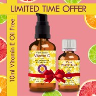 Pure Plant Based Vitamin C Face Serum with Hyaluronic Acid & Vitamin A & E 30ml with Free Pure Vitamin E Oil 10ml