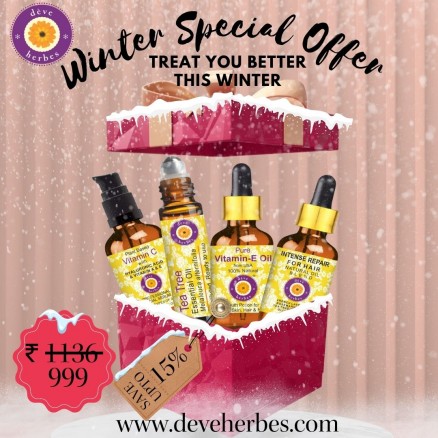 Winter Special Combo – “Deve Herbes Vitamin-C Serum, Vitamin-E Oil, Tea Tree Prediluted Blend & Intense Repair Hair Oil”