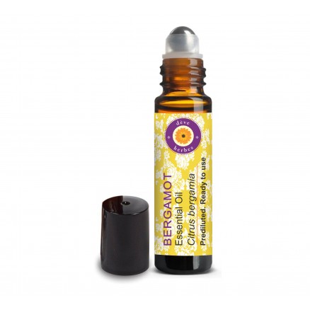 Deve Herbes Bergamot Essential Oil (Citrus bergamia) Pre Diluted Ready to Use Roll-on Blend for Aromatherapy and Topical Skin Application for Kids and Adults 10ml