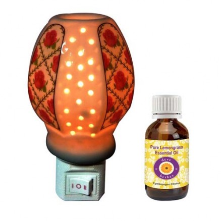 Plugin Ceramic Aroma Diffuser (With Pure Lemongrass Oil Worth Rs 245)